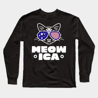 Meowica Proud American Cat Lover Long Sleeve T-Shirt
